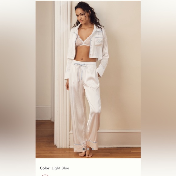Anthropologie Other - White Bride Crop Silk Pajamas